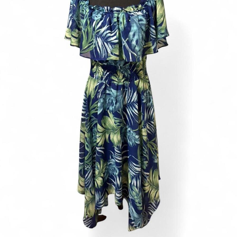 Rabbit Rabbit Rabbit Designs tropical print off the shoulder dress Size large - Picture 2 of 6